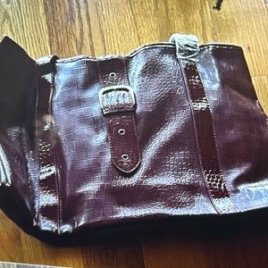 Like New Oversize Faux Alligator Bag - Burgundy